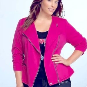 Torrid|Moto Peplum Blazer|Zip Up Jacket|Passion Pink|Size 1